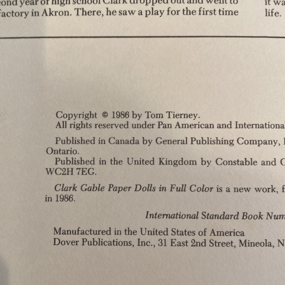 Vintage Clark Gable paper doll book Gone With the Wind Tom Tierney - Picture 3 of 12